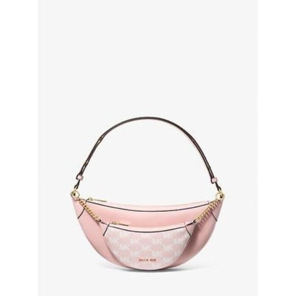 MICHAEL KORS Hollis 2-in-1 Pebbled Leather and Logo Jacquard Shoulder Bag NWT - Picture 1 of 10